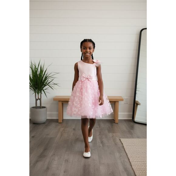 Other - Pink Tulle Overlay Easter Pagent Church Party Butterfly Dress Size 2T